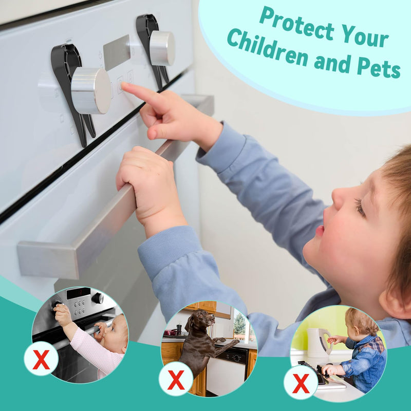 Gas Stove Knob Locks Protecting Kids and Pets; Oven Knob Covers for Child Safety (5 Pack,Black) Black - BeesActive Australia