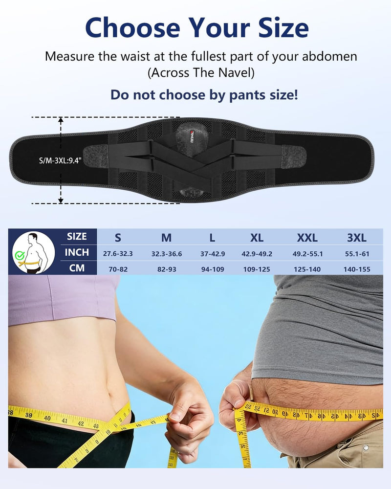Dual X-Back Brace for Lower Back Pain Women Men, 8X Powerful Lumbar Support Belt with Bionic Support System, Breathable Mesh Design, Adjustable Back Support Belt with 3D Lumbar Pad for Sciatica, Heavy Lifting, Work(Black, L) Large(Waist:37-42.9 Inch) - BeesActive Australia