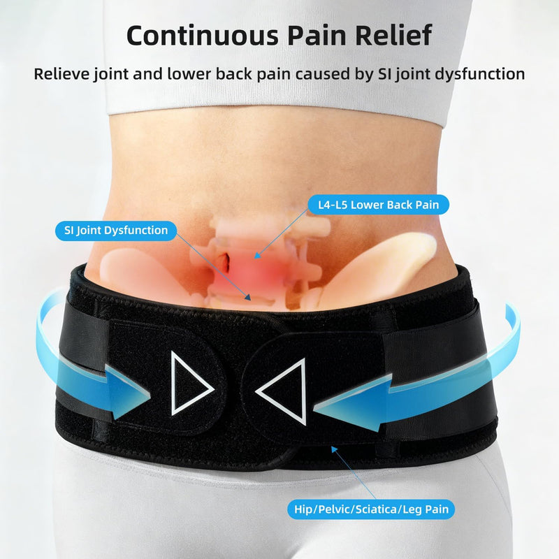 Sacroiliac SI Joint Hip Belt for Women and Men - 8x Maximum Compression and Anti-slip - Sciatica Belt and Lower Back Support Brace - Hip Braces for SI Joints Pain, Pelvic Support (XL/XXL) XL/XXL
