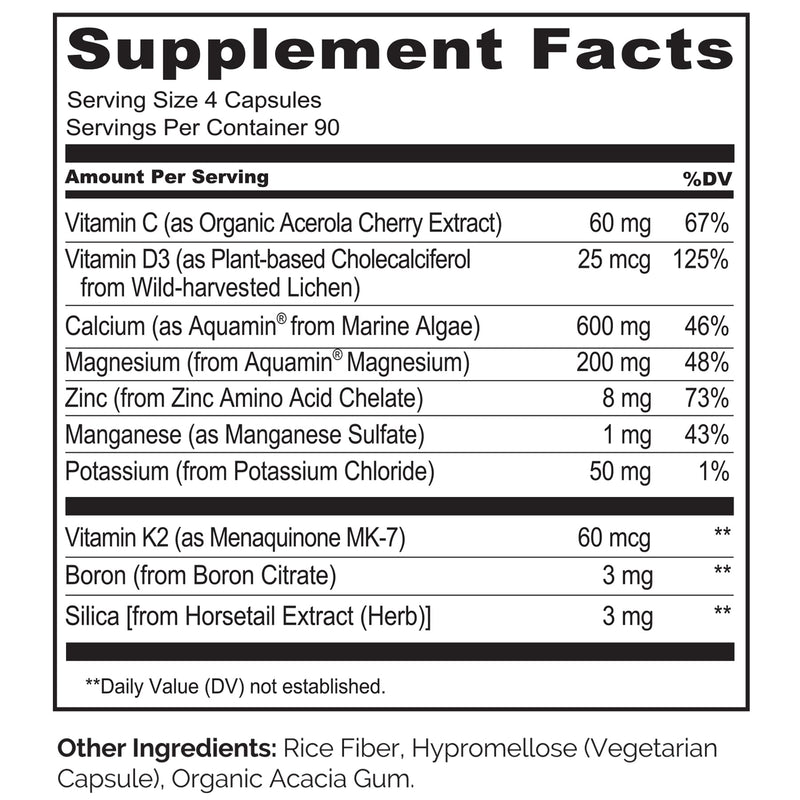 NATURELO 600mg Calcium Supplement for Bone Strength, VIT D3, 360 Capsules | Magnesium, Zinc, Vit K2, for Women & Older Adults, Plant-Based, Well Tolerated, NSF Contents Certified, MFD in GMP Facility Unflavored 360 Count (Pack of 1)