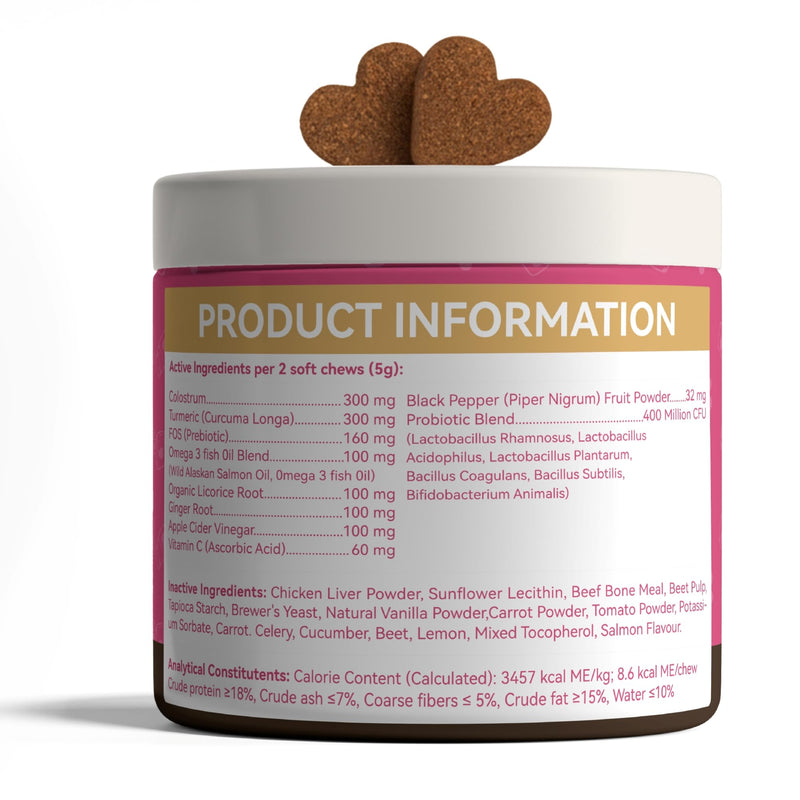 Dog Allergy and anti itch for dogs Soft Chews with Salmon oil, Colostrum & Turmeric for Itching, Skin Health, Anti Itch Natural Grain Free Treats, 120 Chews by wellfetch- Salmon Flavour 1