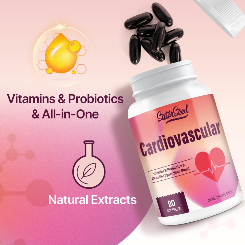 Cardiovascular Supplement 3000MG Multi-Vitamins, Probiotics, Omega-3 & CoQ10 Synergistic Blend for Adults (2 Bottle) 90 Count (Pack of 2)