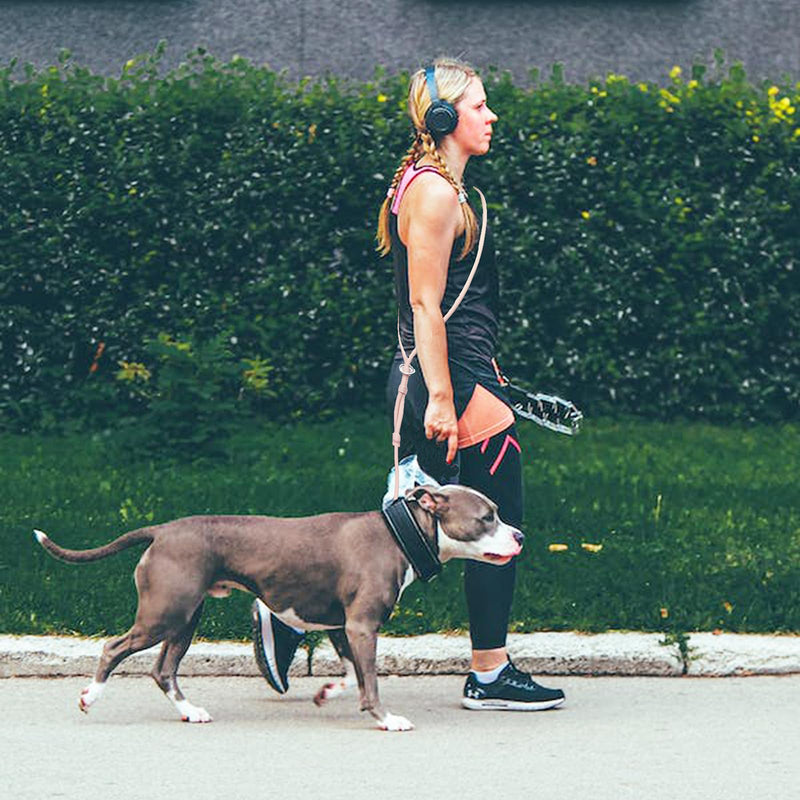 Hands Free Dog Leash Crossbody 8' 9-in-1 Waist Leash for Dog Walking Adjustable Waterproof Dog Leash for Swimming Running No Pull Dog Harness and Leash Set (Large, 20-120 lbs, Flesh Pink) Large - 9mm Diameter - 20-120lbs - BeesActive Australia