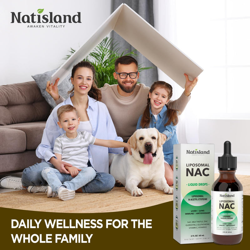 Liposomal Liquid NAC Drops, NAC Supplement N-Acetyl Cysteine, NAC 600 mg with Milk Thistle & Quercetin for Adults & Kids, Liver & Lung Support, Immune & Antioxidant, Skin & Cellular Health, 2 Fl Oz