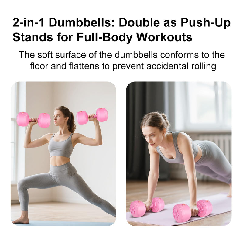 Water Filled Dumbbells Set - Water Filled Weights - Portable Travel Weights - Weights Adjustable Dumbbells - Portable Fitness Equipment - Strength Training - Fitness and Shaping Pink：up to 20 lbs