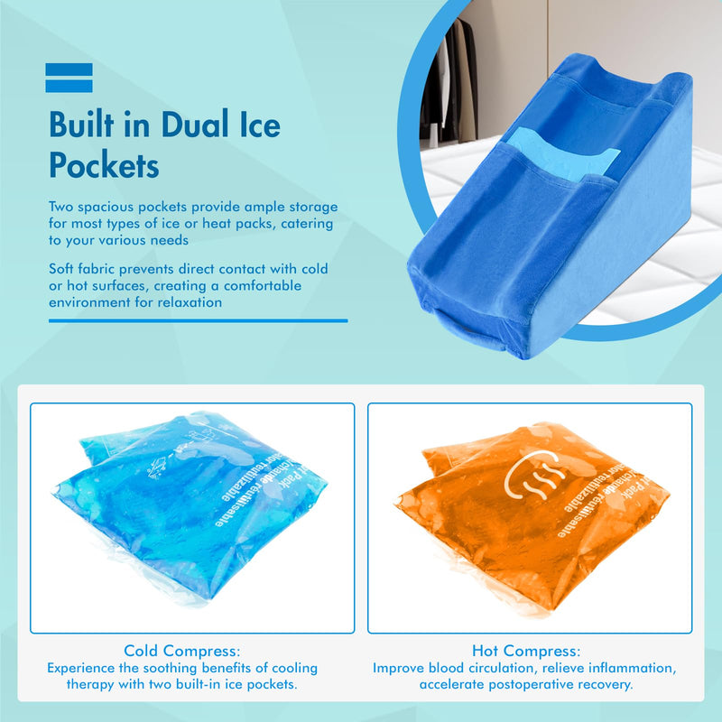 Arm Elevation Pillow with 2 Pockets, Arm Wedge Elevation Pillow Excellent, Ergonomic Elbow Support Pillow for Sleeping Arm Pads Elbow Pillow with Removable Pillow Case-Blue - BeesActive Australia