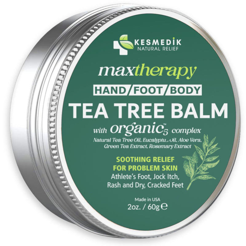 KESMEDIK Tea Tree Oil Balm for Skin, Soothes Itching, Rashes & Dry Skin, Antifungal Defense for Athlete’s Foot, Jock Itch, Chafing, Bug Bites & Eczema, Natural, Effective & Safe for All Ages 2 Ounce (Pack of 1)
