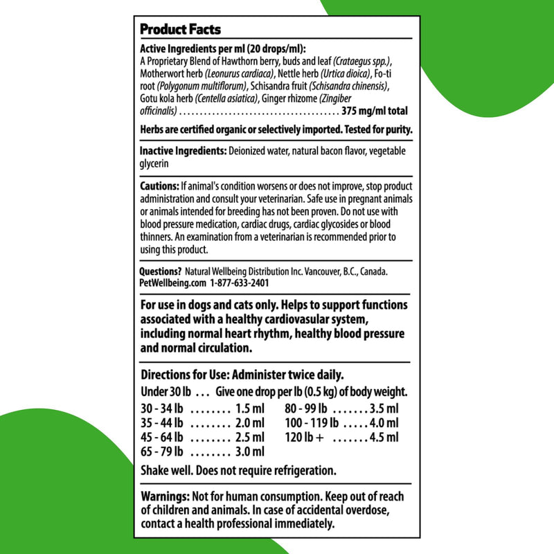 Pet Wellbeing Young at Heart for Dogs - Heart Health, Circulatory & Cardiovascular System, Hawthorn, Motherwort, Schisandra - Veterinarian-Formulated Herbal Supplement 2 fl oz (59 ml) 2 oz. - BeesActive Australia