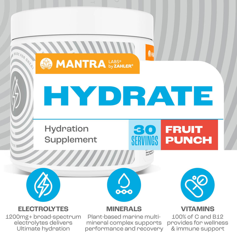 Zahler Mantra Game-Changing, Great-Tasting, Sugar-Free Hydration Supplement, Fruit Punch Flavored, 30 Servings.