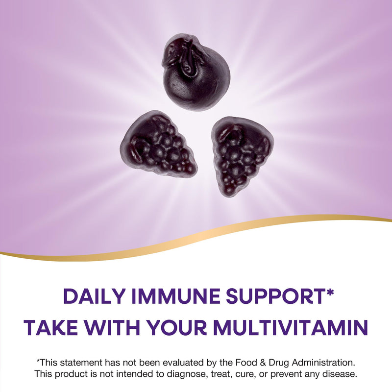 Nature's Way Alive! Immune Support* Gummies with Elderberry Extract, 90 ct | Vitamins C & D3, Zinc, Gluten-Free, Grape & Cherry Flavored, Daily Immune Support*, Vegetarian Gummies