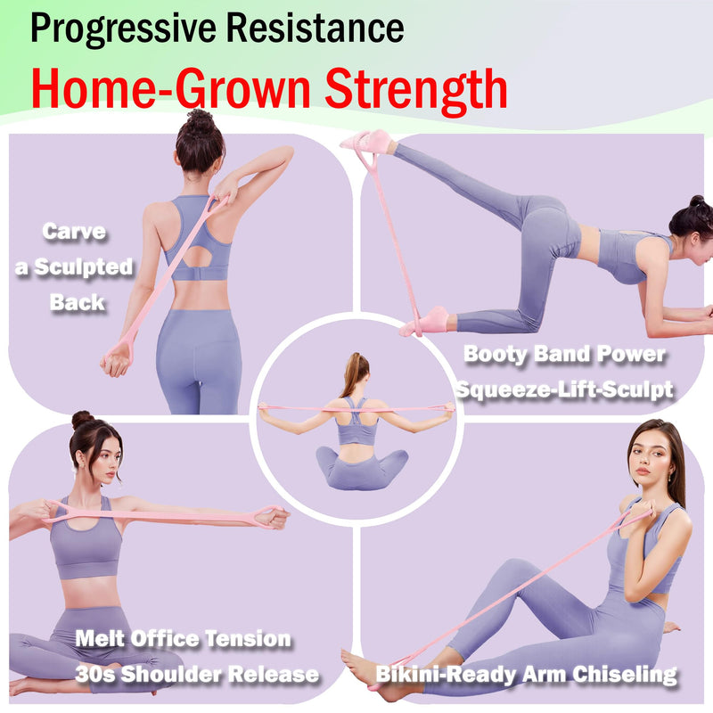 Full Body Resistance Bands Set for Women & Men, Professional Upper & Lower Body Workout Bands for Arms, Legs, Glutes, Yoga, Strength Training, Home Gym Fitness Equipment GreenPurple 4pcs - BeesActive Australia