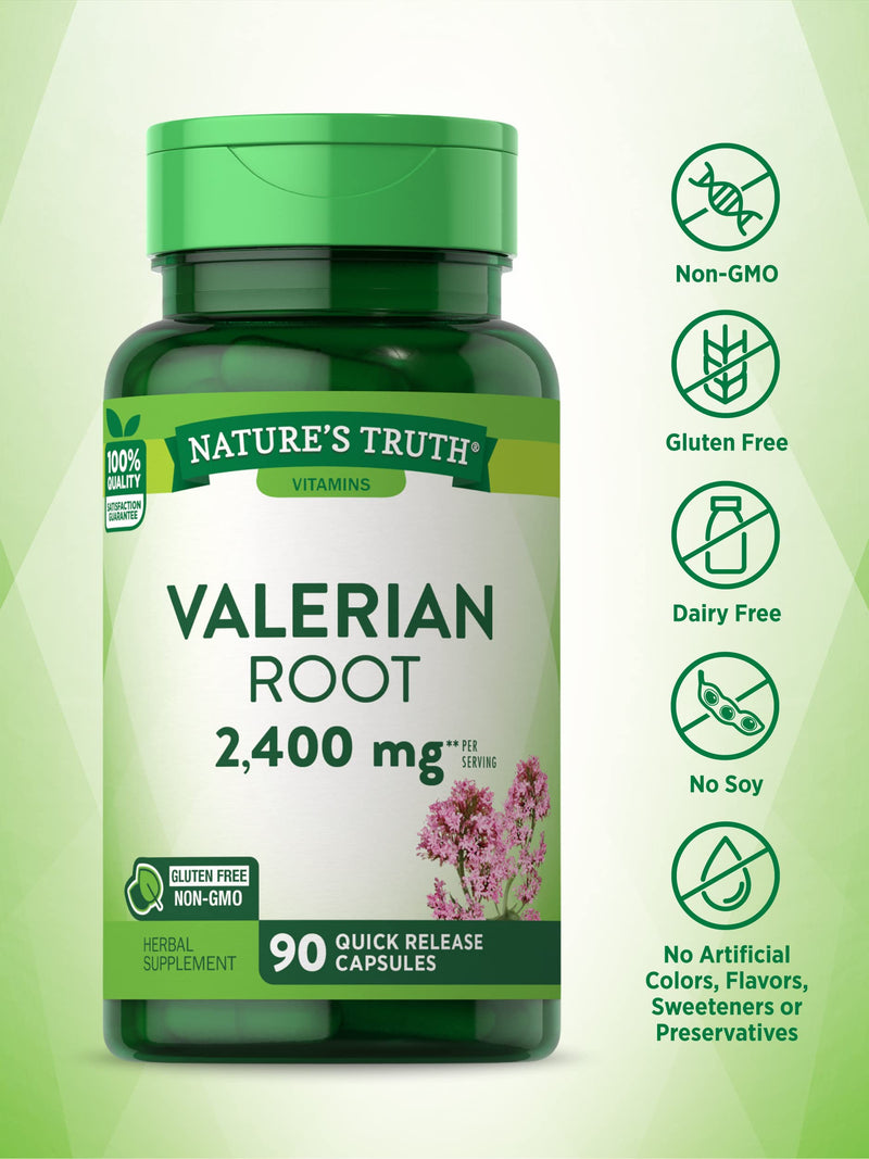 Nature's Truth Valerian Root Capsules | 2400mg | 90 Count | Non-GMO & Gluten Free Supplement 90 Count (Pack of 1) - BeesActive Australia