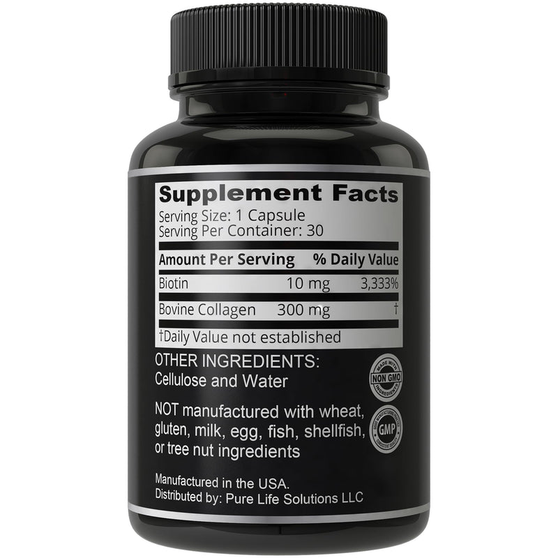 Biotin and Collagen Supplement with 10000mcg Biotin. 2-in-1 Vitamin Complex | Bovine Collagen for Thinning & Brittle Hair, Advanced, Supports Thicker, Healthier Hair Growth for Women, Men