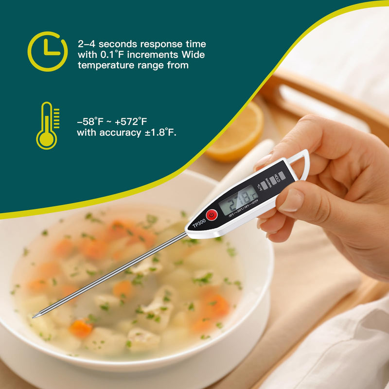 6 Set Waterproof Food Thermometer for Water, Liquid, Candle and Cooking Digital Meat Thermometer with Long Probe Instant Read for Kitchen BBQ Grill Candy (Black,White,Red) 6 Black, White, Red - BeesActive Australia