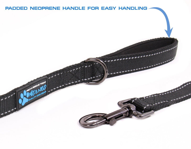 Max and Neo Reflective Nylon Dog Leash - We Donate a Leash to a Dog Rescue for Every Leash Sold (Purple, 6x1) 6 FT x 1" Wide PURPLE - BeesActive Australia