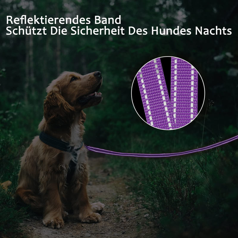 Demigreat towing leash for dogs, 3m / 5m / 10m / 15m / 20m robust long dog leash, reflective training leash with padded handle and hand strap, training leash for small to large dogs 5m/16ft purple - BeesActive Australia