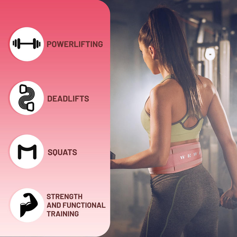 Lifting Belt Women (4 Inch Wide) Self-Locking Weightlifting Belt for Ladies Gym Cross Training, Bodybuilding, Deadlifts, Squats Power Lifting- Adjustable Olympic Lifting Lower Back Support S PINK