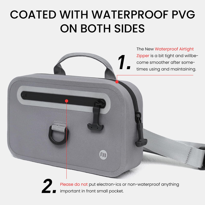 Floating Waterproof Fanny Pack with Extra-Long Adjustable Belt – Secure Waterproof Belt Bag for Phone, Passport, and Wallet, Ideal for Swimming, Kayaking, Boating, Beach, Fishing, Waterpark Gray