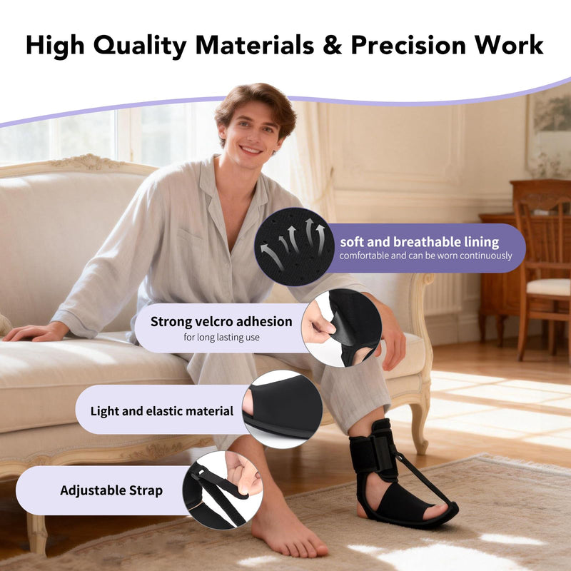 Upgraded Plantar Fasciitis Night Splint with Massage Ball for Foot Pain Relief Causing by Plantar Fasciitis, Achilles Tendonitis, Heel Spur, Comfortable & Easy-to-use Brace for Men & Women, Black Medium Black-Medium - BeesActive Australia