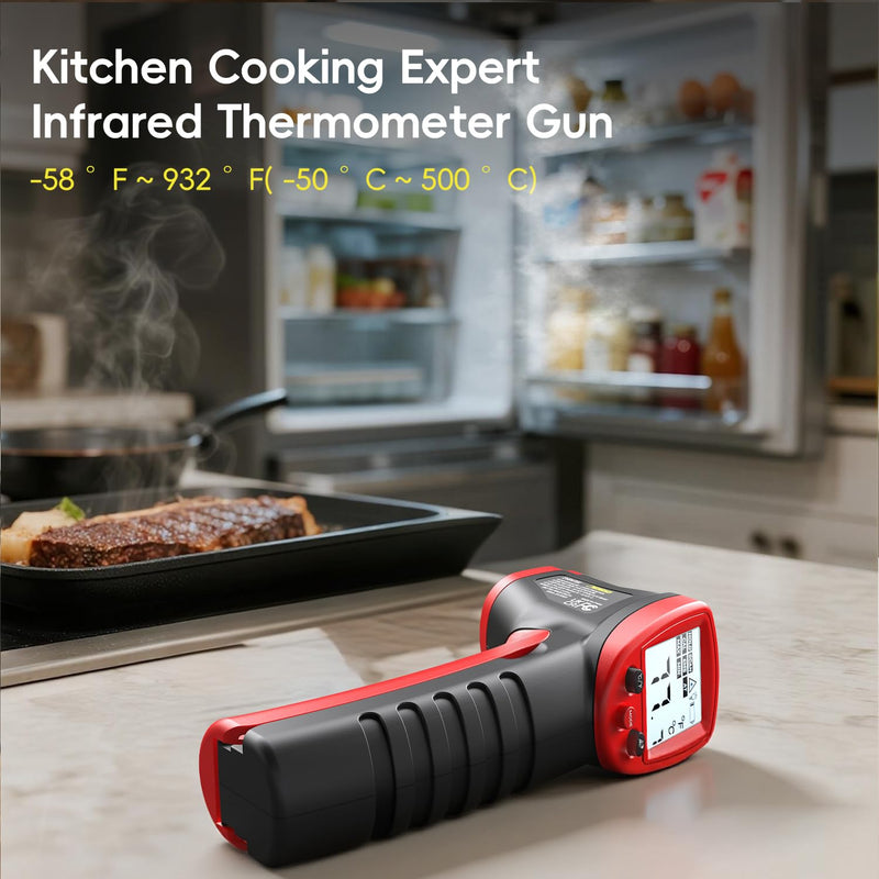 Eventek Infrared Thermometer Gun, Eventek -58°F~932°F Temperature Gun, Laser Thermometer Gun for Cooking, Pizza Oven, Candy, Griddle, Engine, Infrared Thermometer with Adjustable Emissivity & Max Min -58°F~932°F (-50°C~500°C) - BeesActive Australia