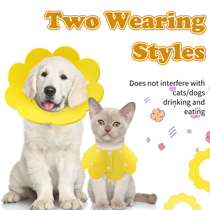 PUMYPOREITY 2 pieces cat neck collar, adjustable cat collar, Elizabethan collar, recovery collar after surgery and injuries for puppies, small dogs and cats (yellow, M) A-yellow - BeesActive Australia