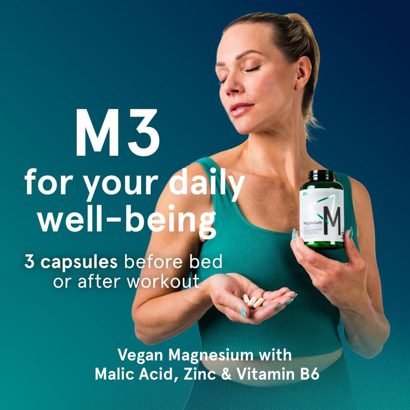 Puori M3, Magnesium Complex Supplement for Men & Women - 120 Vegan Capsules | High Absorption with Organic Magnesium, Zinc, Vitamin B6 & Malic Acid for Sleep Support, Bone Health & Muscle Recovery 120 Count (Pack of 1)