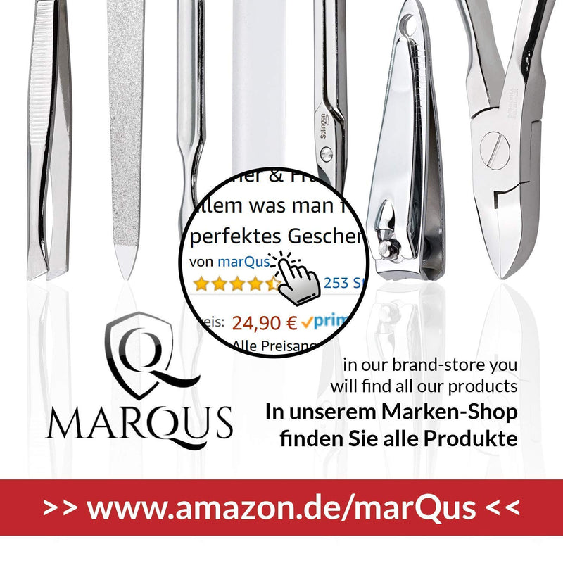 Manicure Set Solingen Made in Germany - 7 Piece Exclusive Finger & Toe Nail Clippers Kit for Women and Men in Real Leather Case, Color Black Nappa Black