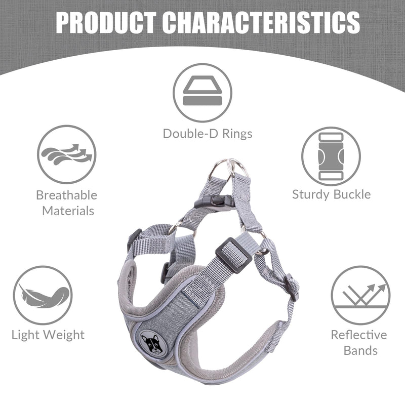 Patas Lague Dog Harness with Leash Set Adjustable Soft Padded Step-in Solid Dog Vest Harness No Choke No Pull Reflective for Medium Dogs with Poop Bags and Dispenser Grey L L (Neck 20.9-24.8'' Chest 22.4-28.0'') - BeesActive Australia