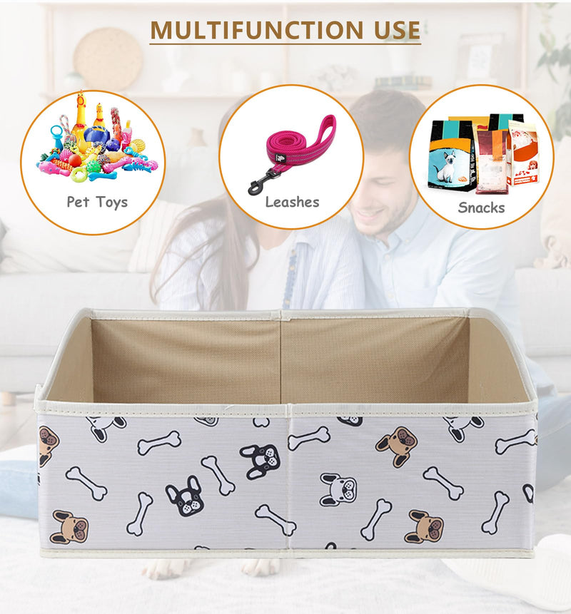 2 Pack Dog Toy Basket |Trapezoid Fabric Dog Toy Bin|Dog Toy Box for Living Room Area|Collapsible Dog Basket|Pet Toy Basket for Dogs|Dog Stuff Organizer for Pet Toys,Leash,Blanket-Cute Printing - BeesActive Australia