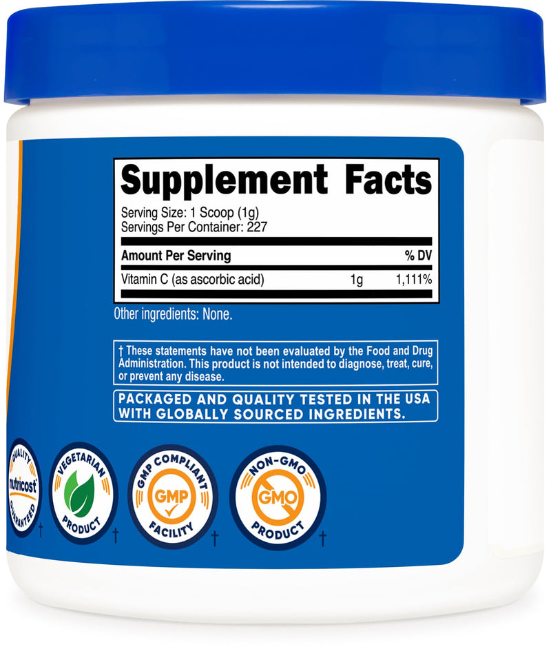 Nutricost Ascorbic Acid Powder (Vitamin C) 0.5 LBS (8.1 Ounce) 8.1 Ounce (Pack of 1)