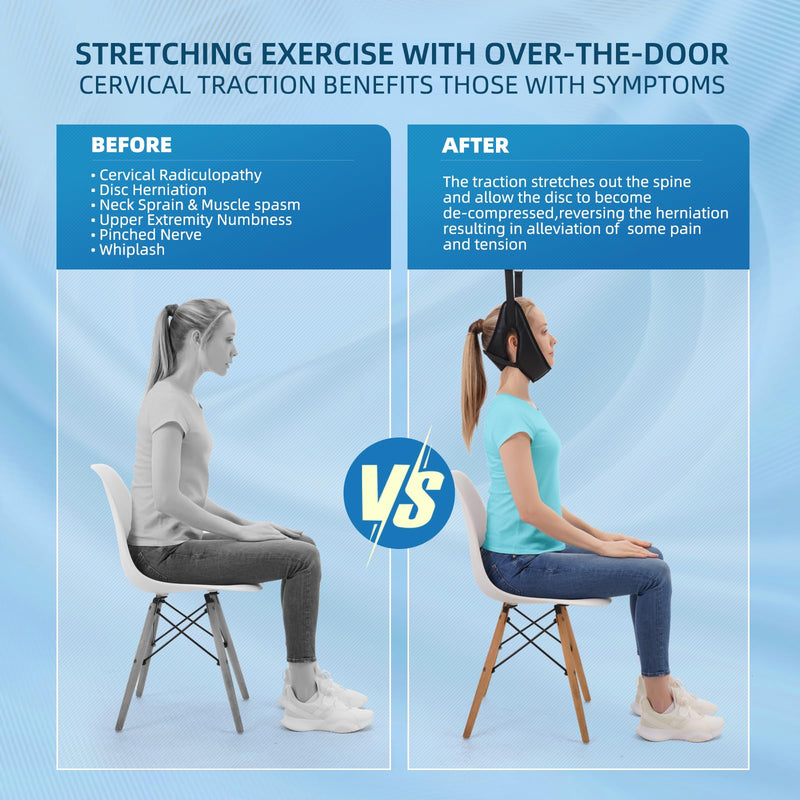 Cervical Neck Traction Device Over-The-Door,Portable Neck Stretcher,Effective Home Physical Therapy for Neck Pain Relief - BeesActive Australia