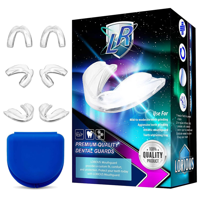 Mouthguard - One Size Fits All Premium Set of 6 BPA Free Moldable, Customizable and Trimmable Medical Grade Mouth Guard for Grinding Teeth Clenching Bruxism, Sport Athletic, Whitening Tray Adults / 6 Pcs / 1 Size