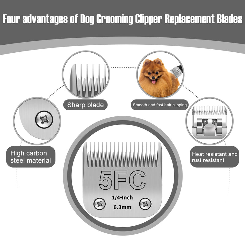 5FC Detachable Pet Clipper Replacement Blades Compatible with Andis/Oster A5/Wahl KM10 Series Dog Clipper,Made of Ceramic Blade & Stainless Steel Blade,Size 5FC Cut Length 1/4-Inch（2 Pack） 5FC-2 - BeesActive Australia