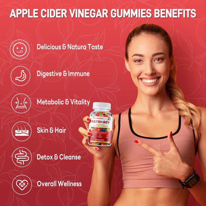 (2 Pack) Keto Apple Cider Vinegar Gummies, Keto ACV Gummy Diet Supplement, Advanced 1500mg ACV Gummies with Folate, B12、B6 and Keto Support for Women Men, Gelatin- Free, Vegan & Non-GMO (Multi-Flavor) 60 Count (Pack of 2)