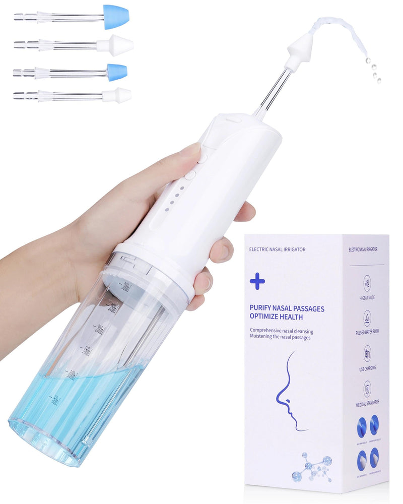 Neti Pot, Nasal Irrigation System, 300ml, 2 Flushing Modes, USB‑C Rechargeable for Sinus Relief, Allergy Care, Portable Nose Washing with Adjustable Flow