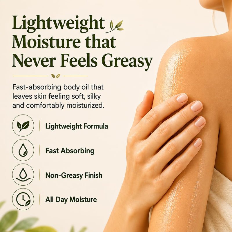 Vivo Per Lei Jojoba Moisturizing Body Oil - with Almond Oil - 3.5 Fl Oz | After Shower Body Oil - Deeply Hydrates - Real Flower Inside - Also Contains Camellia & Vitamin E - Lightweight - Non-Greasy