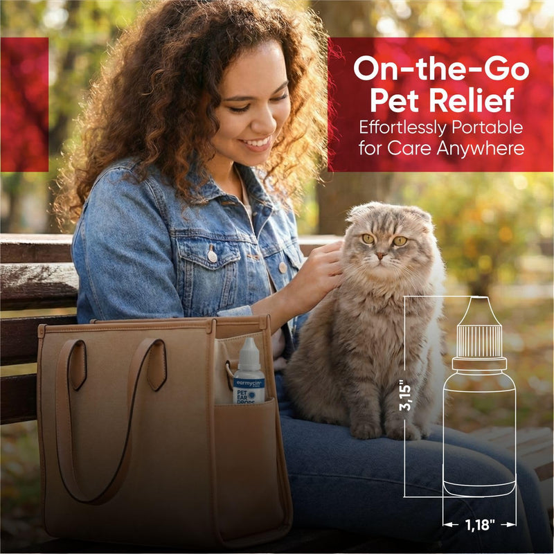 EARMYCIN Ear Infection Treatment Drops for Dogs and Cats,with 0.02% Hypochlorous Acid Soothing Dog Yeast Infection, Itchy Ear Relief-Treats Ear Infections for Dogs & Cats - 1 fl oz