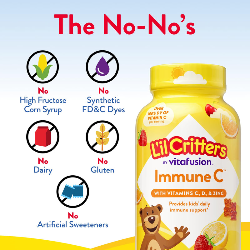 L'il Critters Kids Immune C | Vitamin C and Zinc Gummies | 190 Count | Assorted Fruit Flavors | Gluten and Dairy-Free Children's Gummy Supplement 190 Count (Pack of 1)