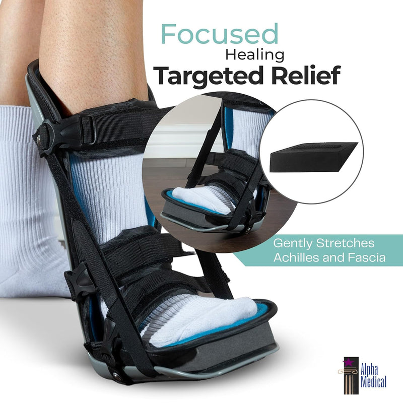 Plantar Fasciitis Adjustable Night Splint. Sleeping boot for foot stretching. P.F. Night Splint with wedge for dorsiflexion. Achilles tendonitis, Heel and Bone Spur, Tendon and Calf Stretching, Arch Pain Treatment. Fits Left & Right Foot. L4398 (Medium) - BeesActive Australia