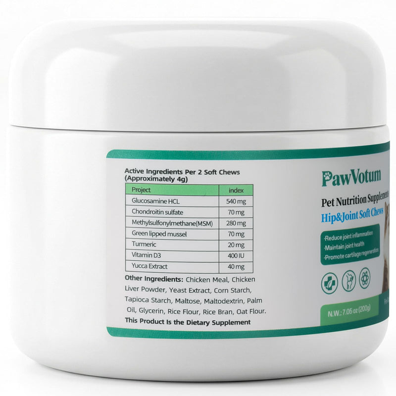 Glucosamine for Cats, Pet vitamins and supplements with Chondroitin, MSM & Green-Lipped Mussel, Support Cartilage Health, Hip & Joint, Mobility & Flexibility for kittens, adult and senior cat