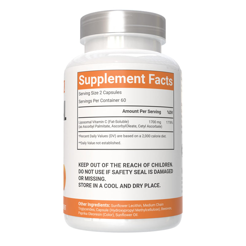 Liposomal Vitamin C Supplement, 1700mg, 120 Capsules 100% Vegetarian, Non-GMO & Gluten Free, High Absorption - 2 Pack