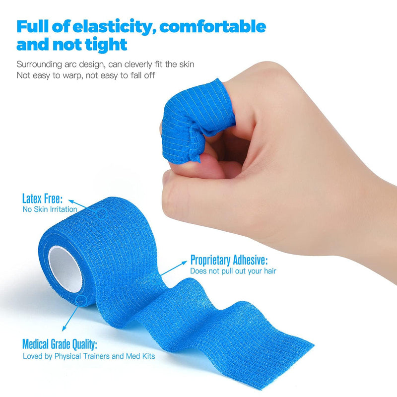 Self Adhesive Bandage Wrap-2 inches x 5 Yards(8 Pack) Self Adhering Bandage Wrap, Self Adherent Cohesive Wrap Bandages for Sports,for First Aid Tape,Sports Injuries (Dark Blue) - BeesActive Australia