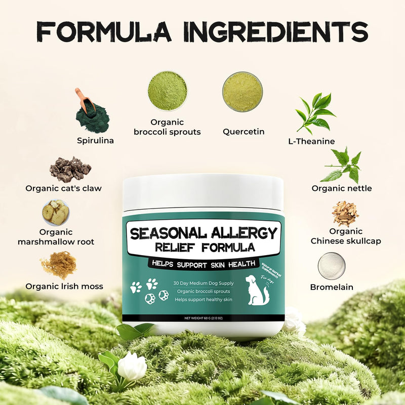 Quercetin & Bromelain for Dogs, Seasonal Allergy Relief for Dog, Itch & Skin Relief, Skin & Coat Supplement with, Supports Immune System, Boost Immune Balance