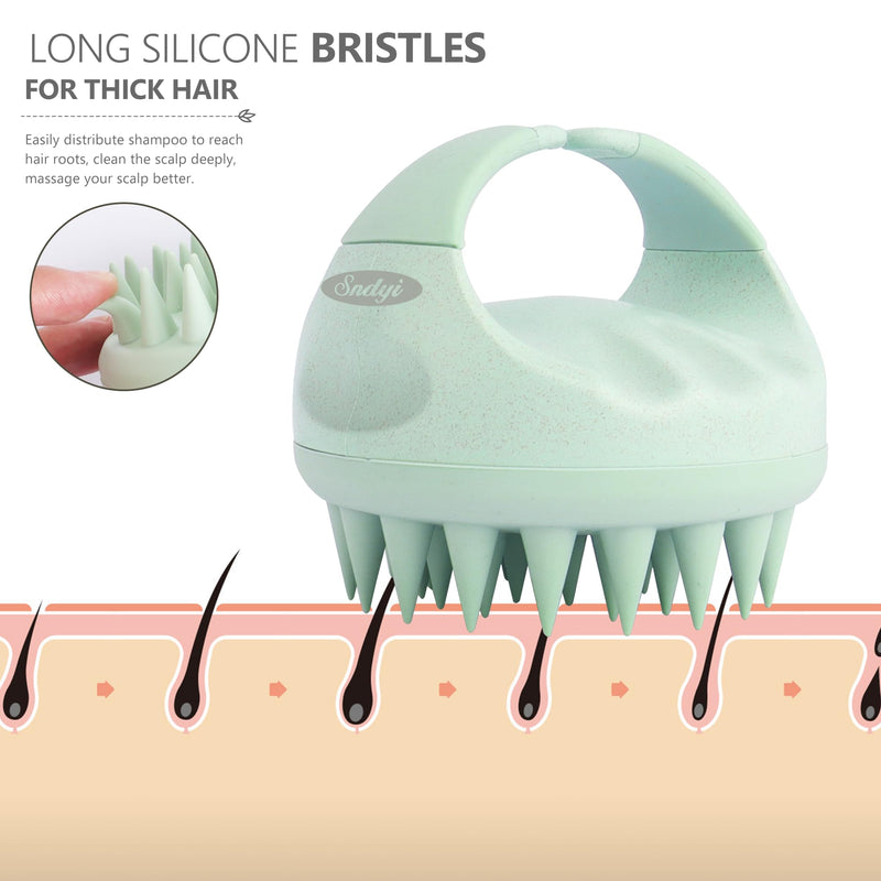 Sndyi Scalp Massager Shampoo Brush, Scalp Scrubber with Soft Silicone Bristles, Scalp Exfoliator for Dandruff Removal, Scalp Massager for Hair Growth, Wet Dry Hair Brush for Scalp Care, Green - BeesActive Australia