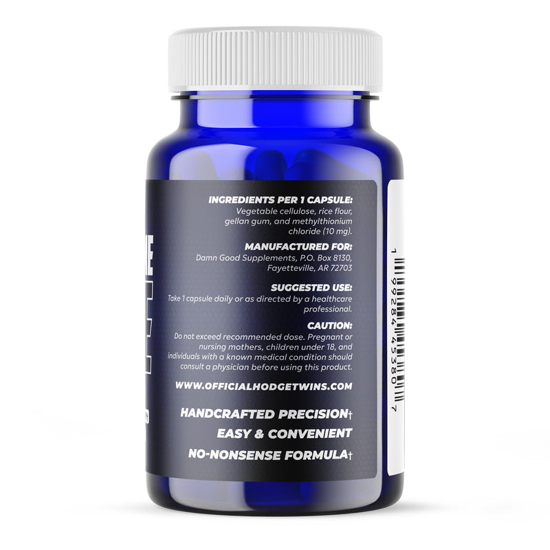 DAMN GOOD Hodge Twins Methylene Blue Capsules 10mg USP, Vitamin C, 60 Ct | USP-grade methylene blue 10 mg capsules with vitamin C for daily wellness & antioxidant support, vegan & unflavored