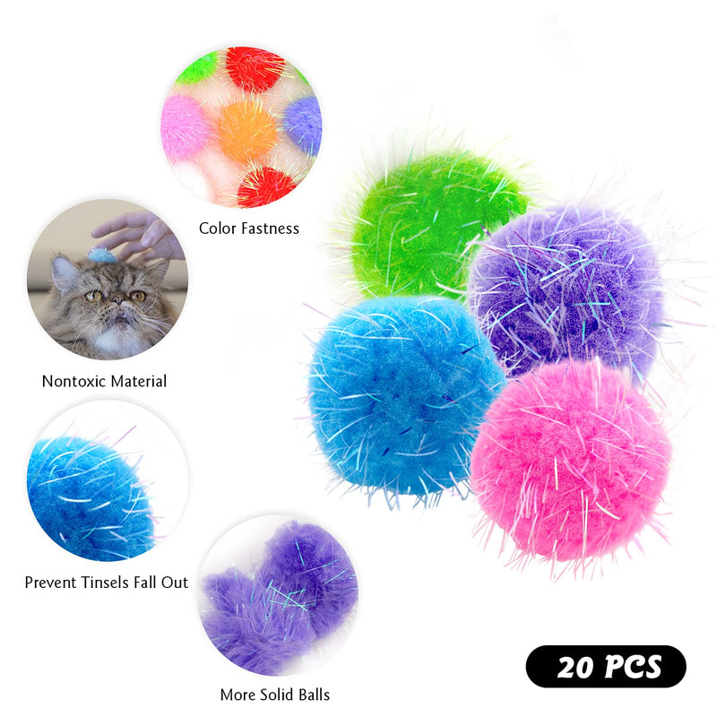 20PCS 1.5INCH Extra Large Cat's Favorite Chase Glitter Ball Toy Sparkle Pom Pom Balls - BeesActive Australia
