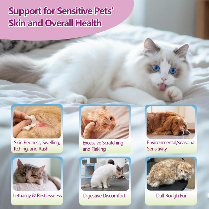 Pet Nutritional Chews for Cats & Dogs - Chicken Flavor with Fish Oil, Omega-3 DHA & EPA, & Essential Vitamins for Daily Wellness Support