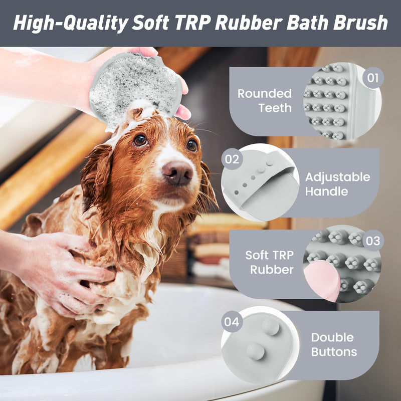 Pet Shower & Bath Supplies，Dog Shampoo Brush Set with Towel, Washing Gloves,Comb for Dogs and Cats (Grey) - BeesActive Australia