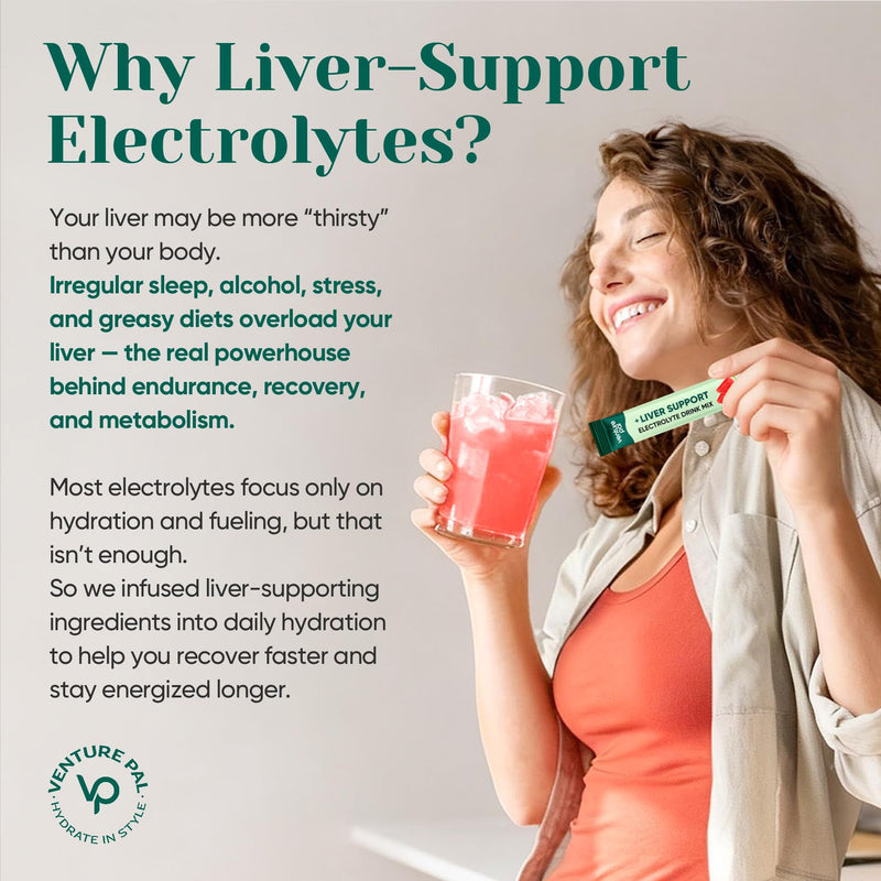 Venture Pal Sugar Free Hydration Packets + Liver Support, 16 Sticks | 7 Electrolytes & 5 Vitamins with Milk Thistle, L-Theanine, Ginger, Weekend Recovery, Keto Friendly, Vegan, Liquid Daily IV 1 Pound (Pack of 1) V5-Watermelon