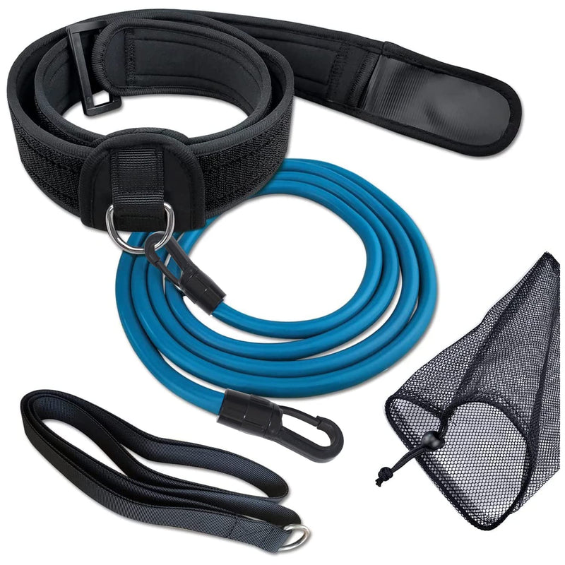 UCEDER Swim Belt Swim Training Belt with 2.2M Bungee Cord Adjustable Swim Tether for Swim in Place Swimming Pool Trainer Belt for Stationary Harness Aquatic Resistance Water Exercise Black